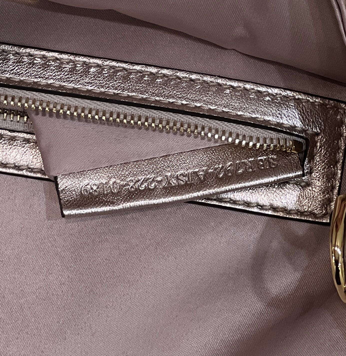 Fendi 8BR600 Medium Baguette Pink and Gold sequin and leather bag 8582