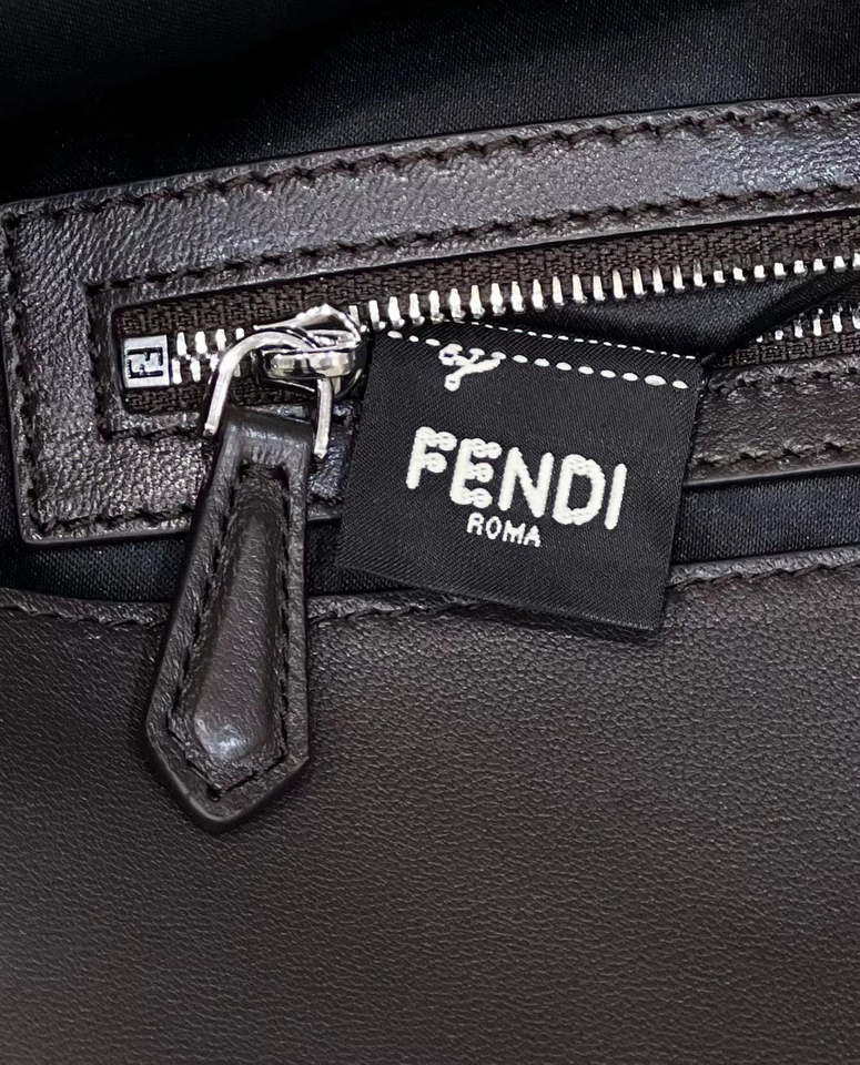 Fendi 8BR600 Medium Baguette Silver sequin and leather bag 8601
