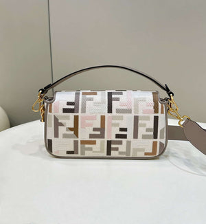 Fendi 8BR600ANH4F1LF5 Baguette Medium Multicolour canvas bag with FF embroidery 0159B - Default Title - View 2