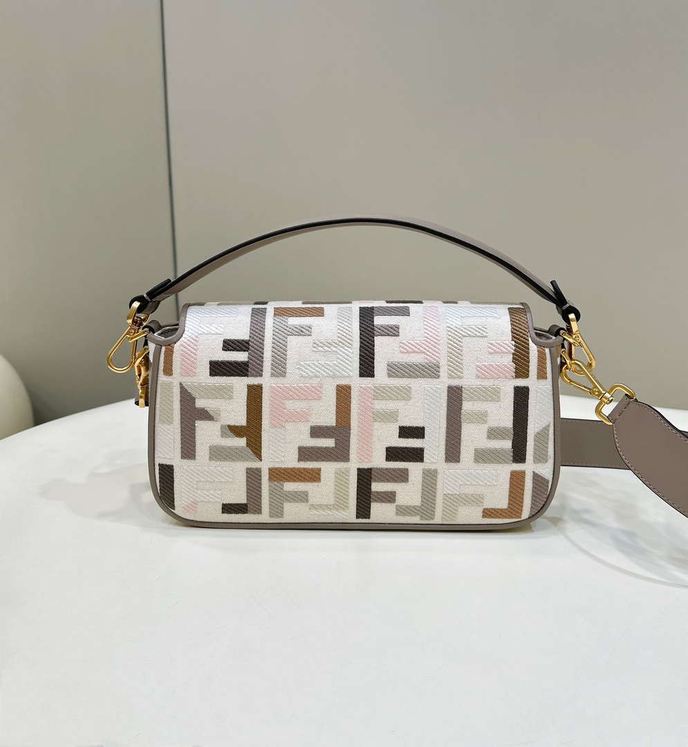 Fendi 8BR600ANH4F1LF5 Baguette Medium Multicolour canvas bag with FF embroidery 0159B - Default Title - View 2