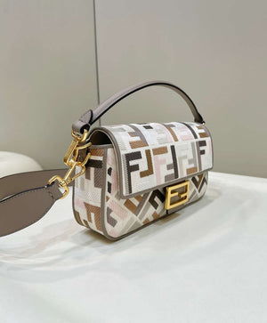 Fendi 8BR600ANH4F1LF5 Baguette Medium Multicolour canvas bag with FF embroidery 0159B - Default Title - View 3