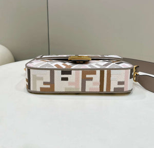 Fendi 8BR600ANH4F1LF5 Baguette Medium Multicolour canvas bag with FF embroidery 0159B - Default Title - View 4