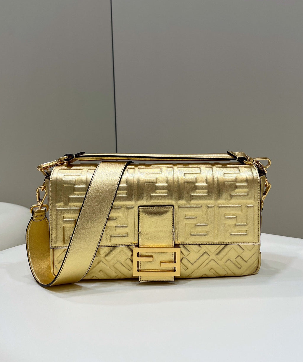 Fendi 8BR771 Baguette Large Gold leather bag