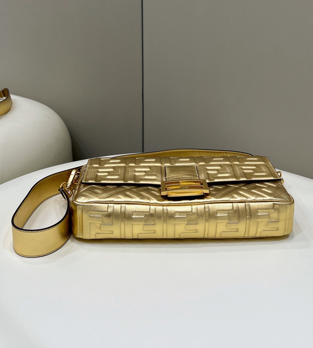 Fendi 8BR771 Baguette Large Gold leather bag