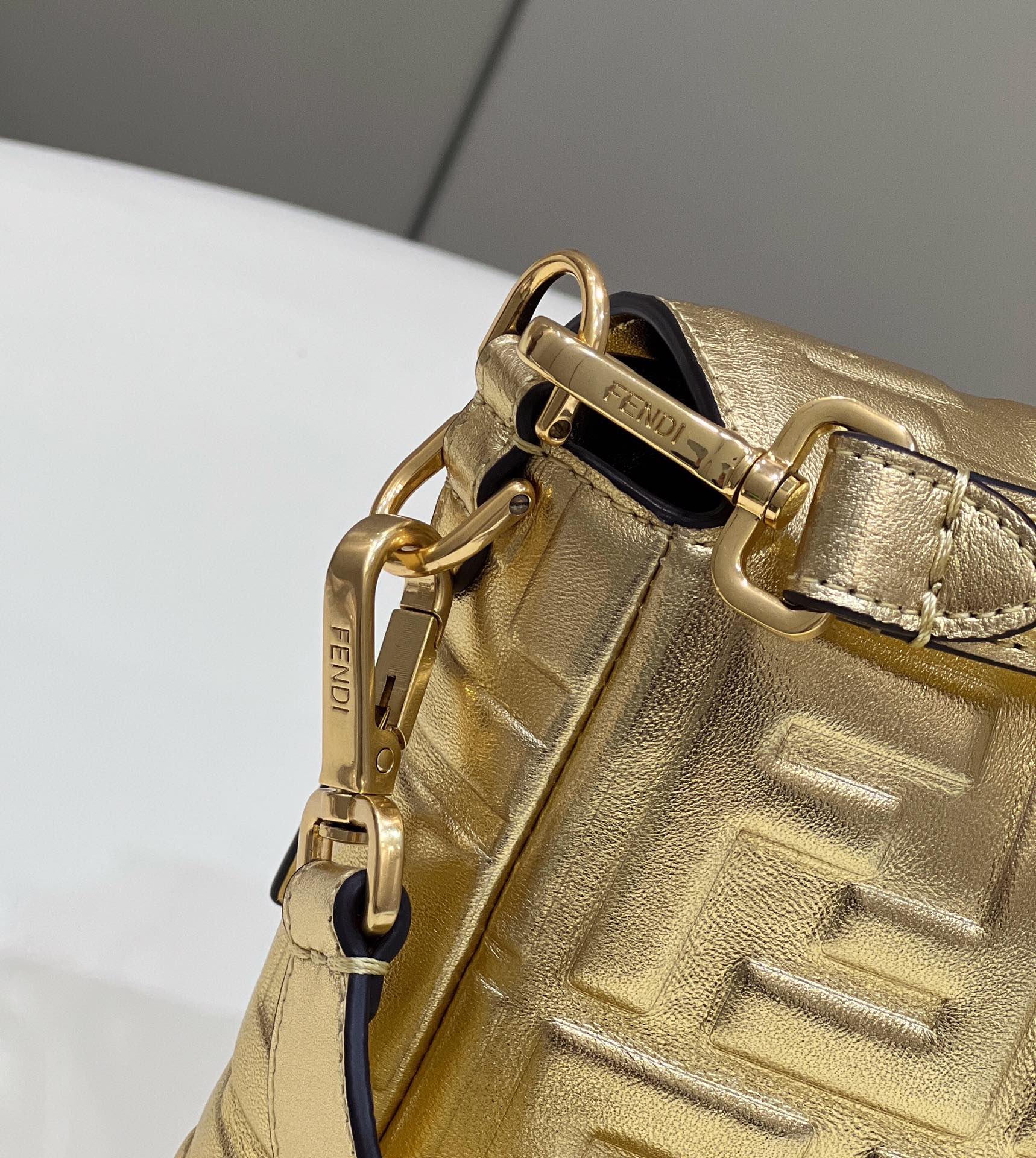 Fendi 8BR771 Baguette Large Gold leather bag - Default Title - View 4