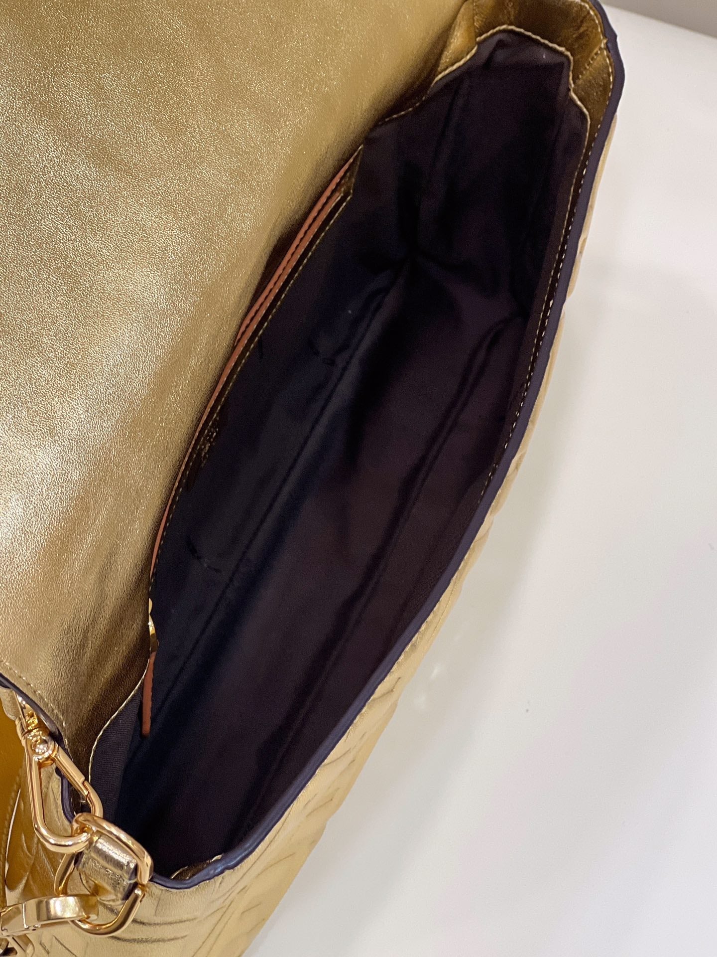 Fendi 8BR771 Baguette Large Gold leather bag