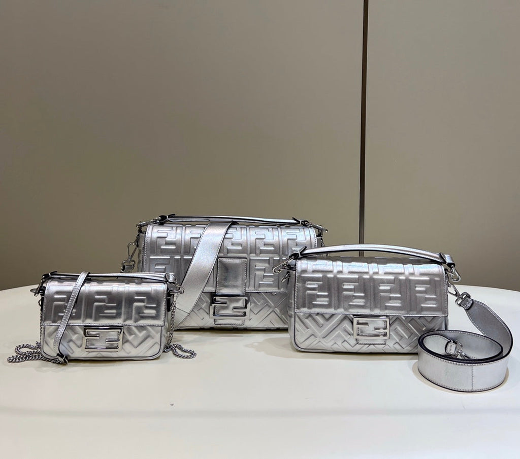 Fendi 8BR771 Baguette Large Silver leather 0135 bag