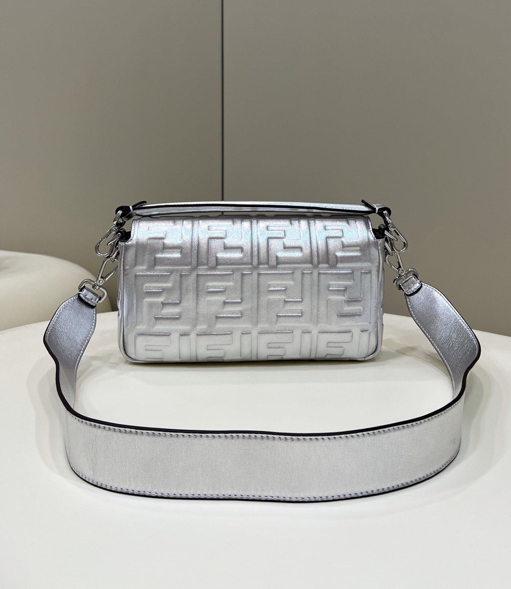Fendi 8BR771 Baguette Large Silver leather 0135 bag