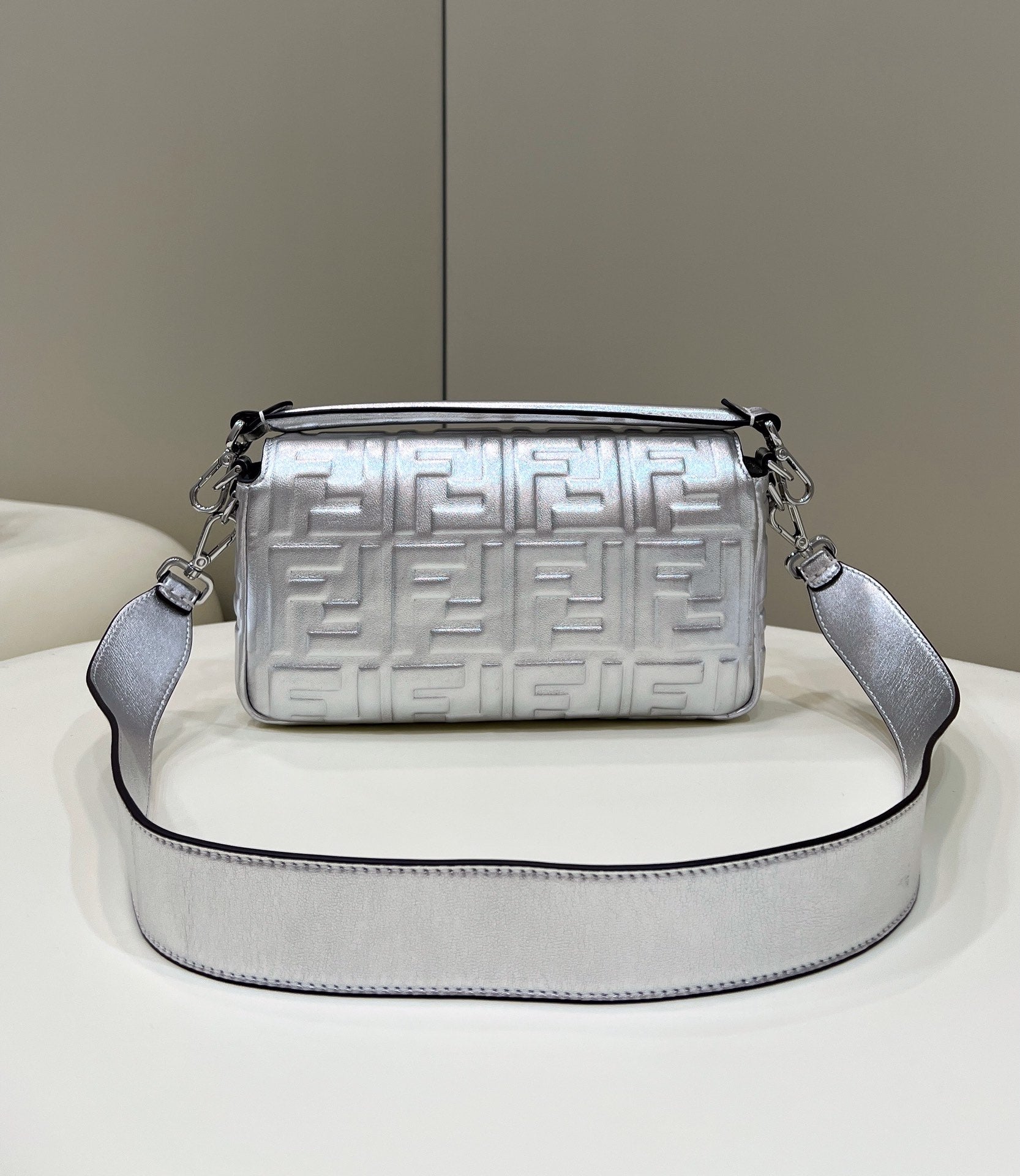 Fendi 8BR771 Baguette Large Silver leather 0135 bag