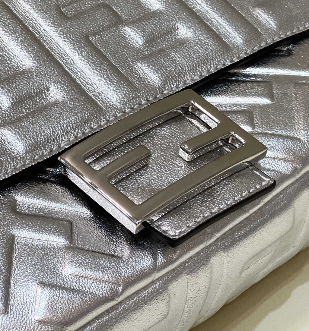 Fendi 8BR771 Baguette Large Silver leather 0135 bag