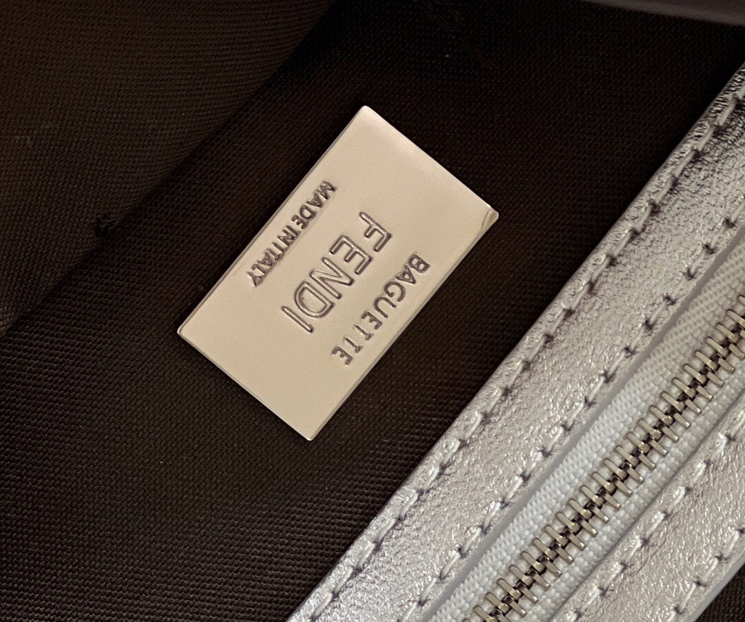 Fendi 8BR771 Baguette Large Silver leather 0135 bag
