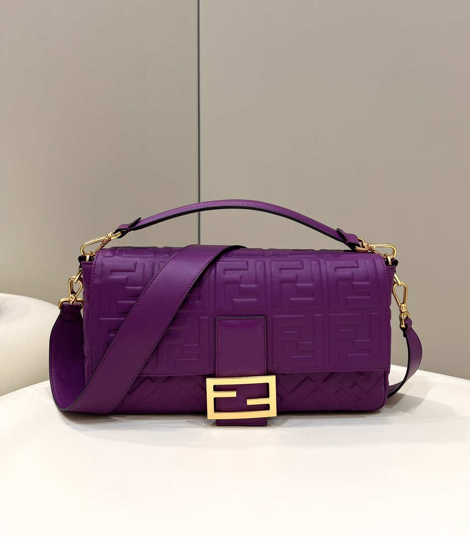 Fendi 8BR771 Baguette Purple leather bag - Default Title - View 5