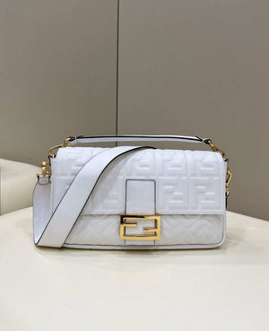 Fendi 8BR771 Baguette Large White leather bag - Default Title - View 1