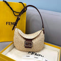 Fendi 8BR790 Small Croissant Woven Straw Bag 8373A Brown - luxibagsmall