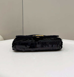 Fendi 8BR792 Medium Baguette 1997 Black Satin Bag with Sequins 8528 - Default Title - View 4