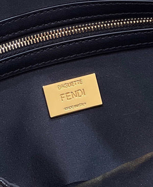 Fendi 8BR792 Medium Baguette 1997 Black Satin Bag with Sequins 8528 - Default Title - View 7