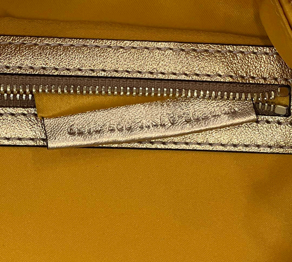 Fendi 8BR792 Medium Baguette 1997 Gold Satin Bag with Sequins 8528