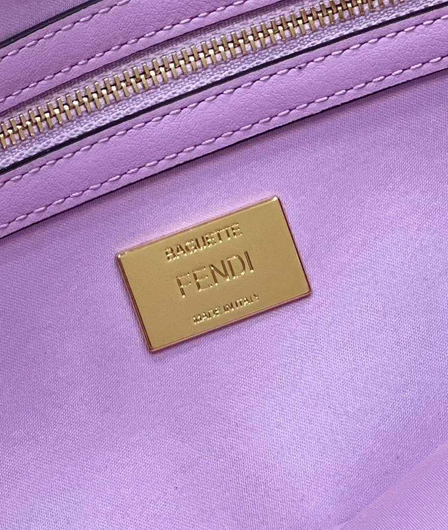 Fendi 8BR792 Medium Baguette 1997 Purple Satin Bag with Sequins 8528 - Default Title - View 7