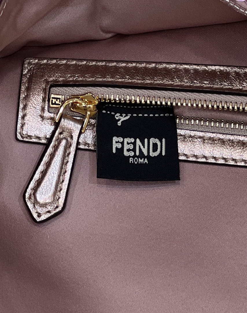 Fendi 8BR792 Medium Baguette 1997 Rose Red Satin Bag with Sequins 8528