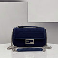 Fendi 8BR793 Midi Baguette Chain FF Fabric Bag Blue - Default Title - View 1