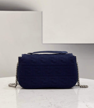 Fendi 8BR793 Midi Baguette Chain FF Fabric Bag Blue - Default Title - View 2