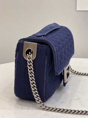 Fendi 8BR793 Midi Baguette Chain FF Fabric Bag Blue - Default Title - View 3