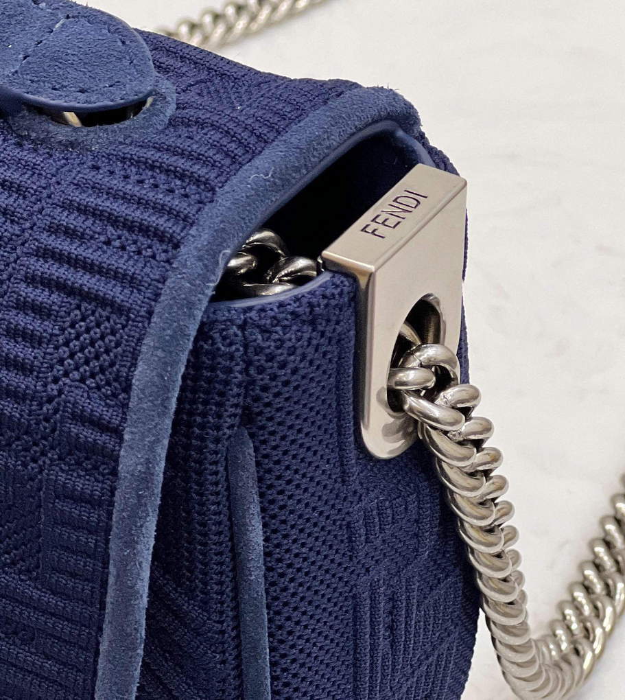 Fendi 8BR793 Midi Baguette Chain FF Fabric Bag Blue - Default Title - View 6