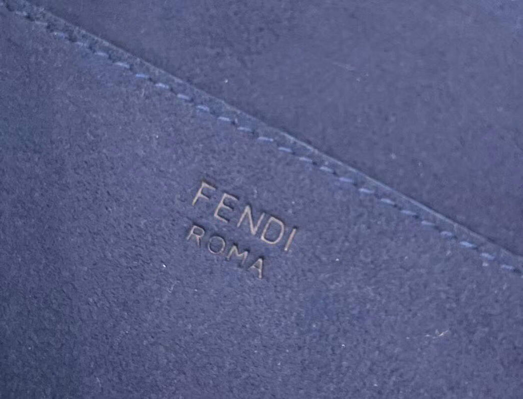 Fendi 8BR793 Midi Baguette Chain FF Fabric Bag Blue