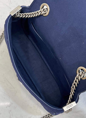Fendi 8BR793 Midi Baguette Chain FF Fabric Bag Blue - Default Title - View 9