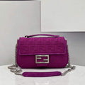 Fendi 8BR793 Midi Baguette Chain FF Fabric Bag Purple - Default Title - View 1