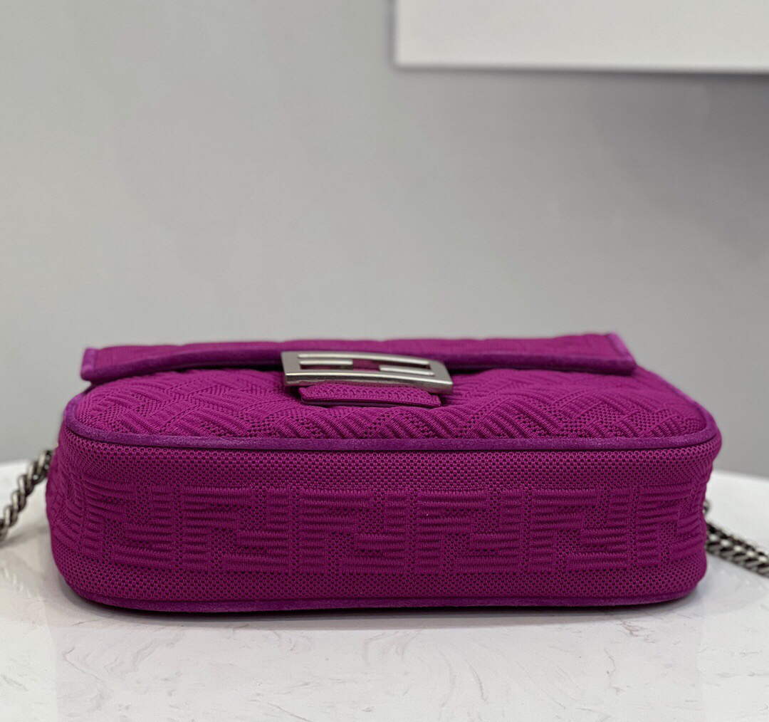 Fendi 8BR793 Midi Baguette Chain FF Fabric Bag Purple - Default Title - View 4