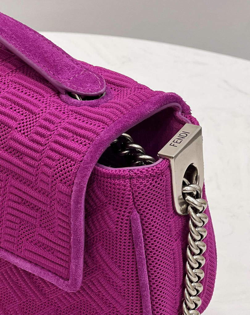 Fendi 8BR793 Midi Baguette Chain FF Fabric Bag Purple - Default Title - View 5