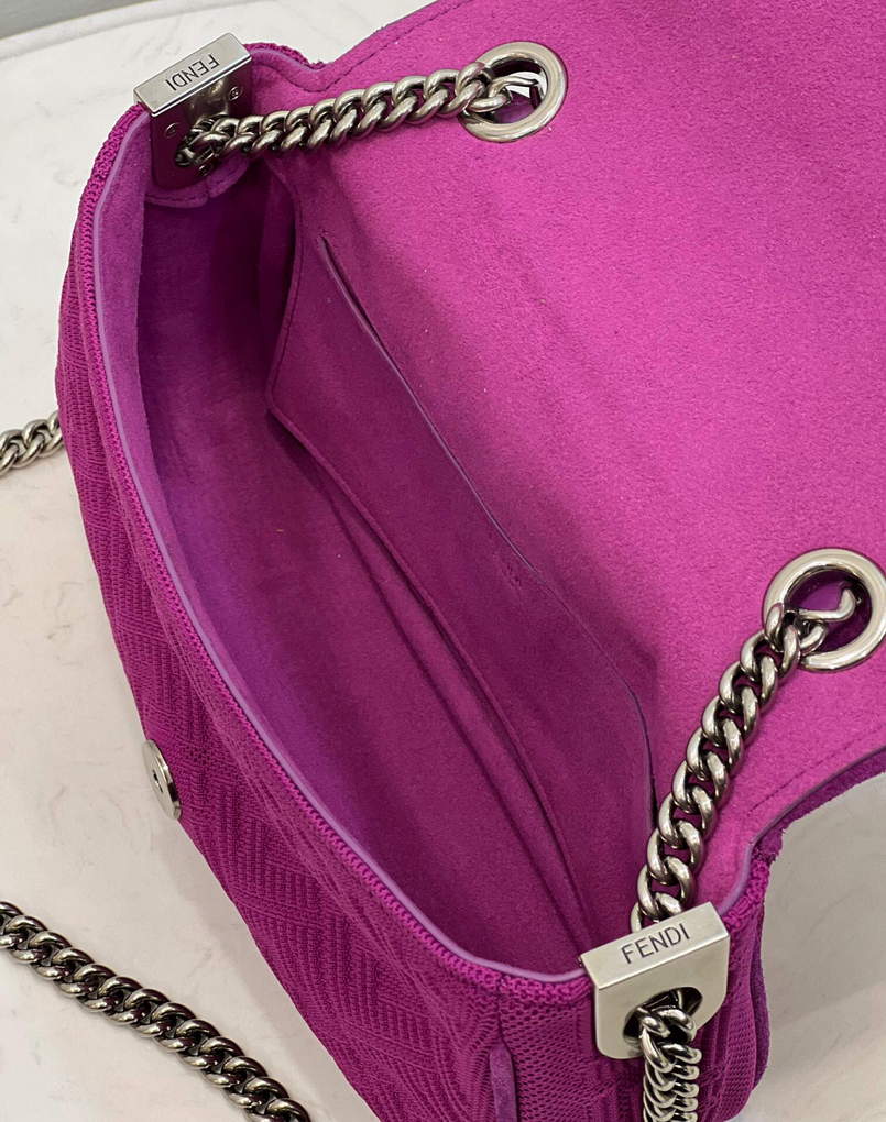 Fendi 8BR793 Midi Baguette Chain FF Fabric Bag Purple - Default Title - View 9