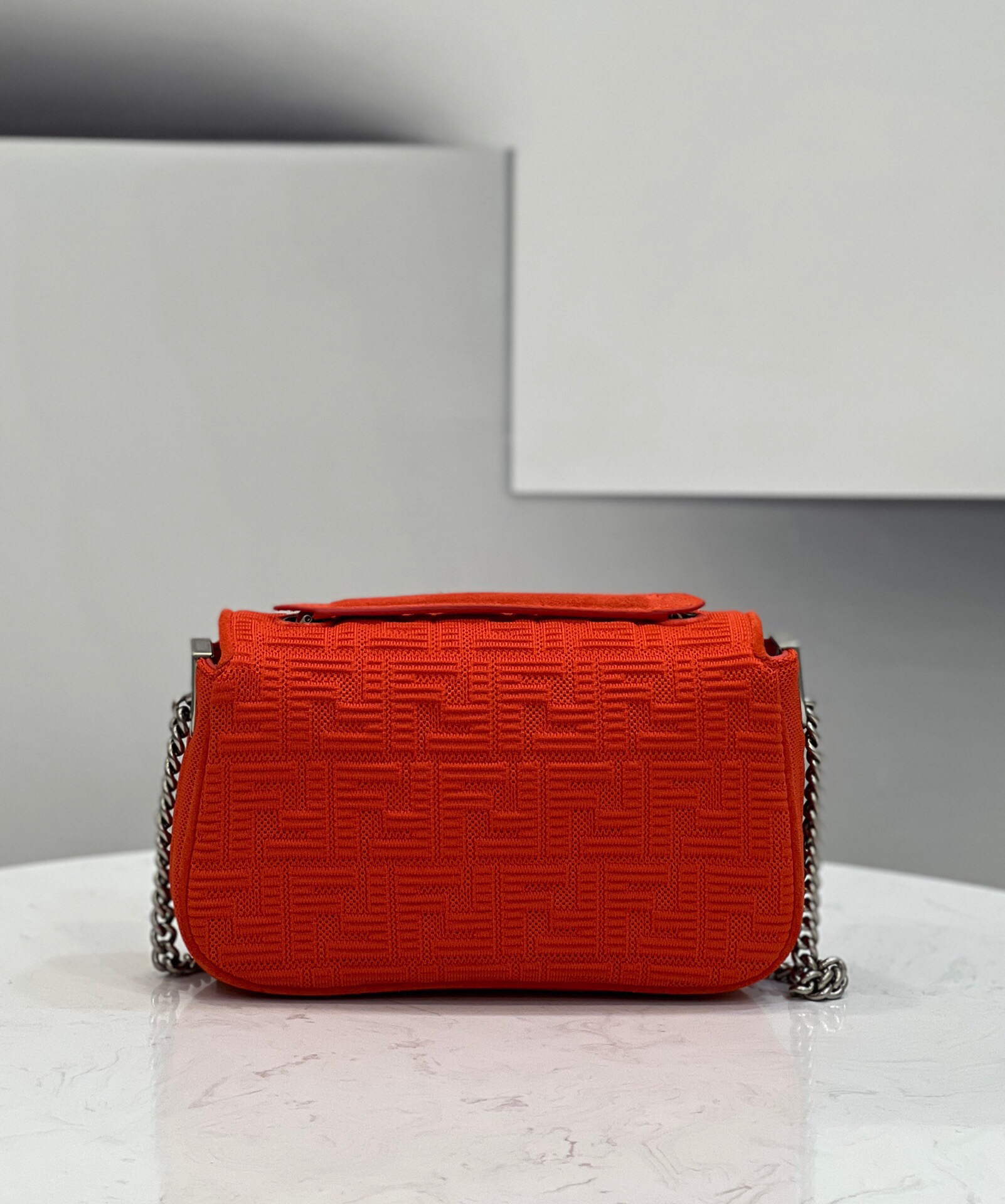 Fendi 8BR793 Midi Baguette Chain FF Fabric Bag Red - Default Title - View 2