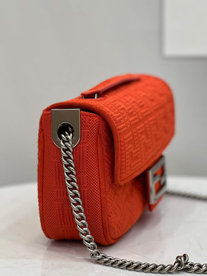 Fendi 8BR793 Midi Baguette Chain FF Fabric Bag Red - Default Title - View 3