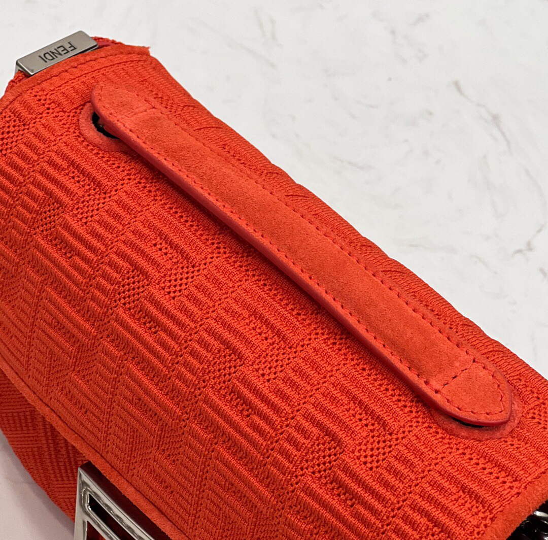 Fendi 8BR793 Midi Baguette Chain FF Fabric Bag Red - Default Title - View 5