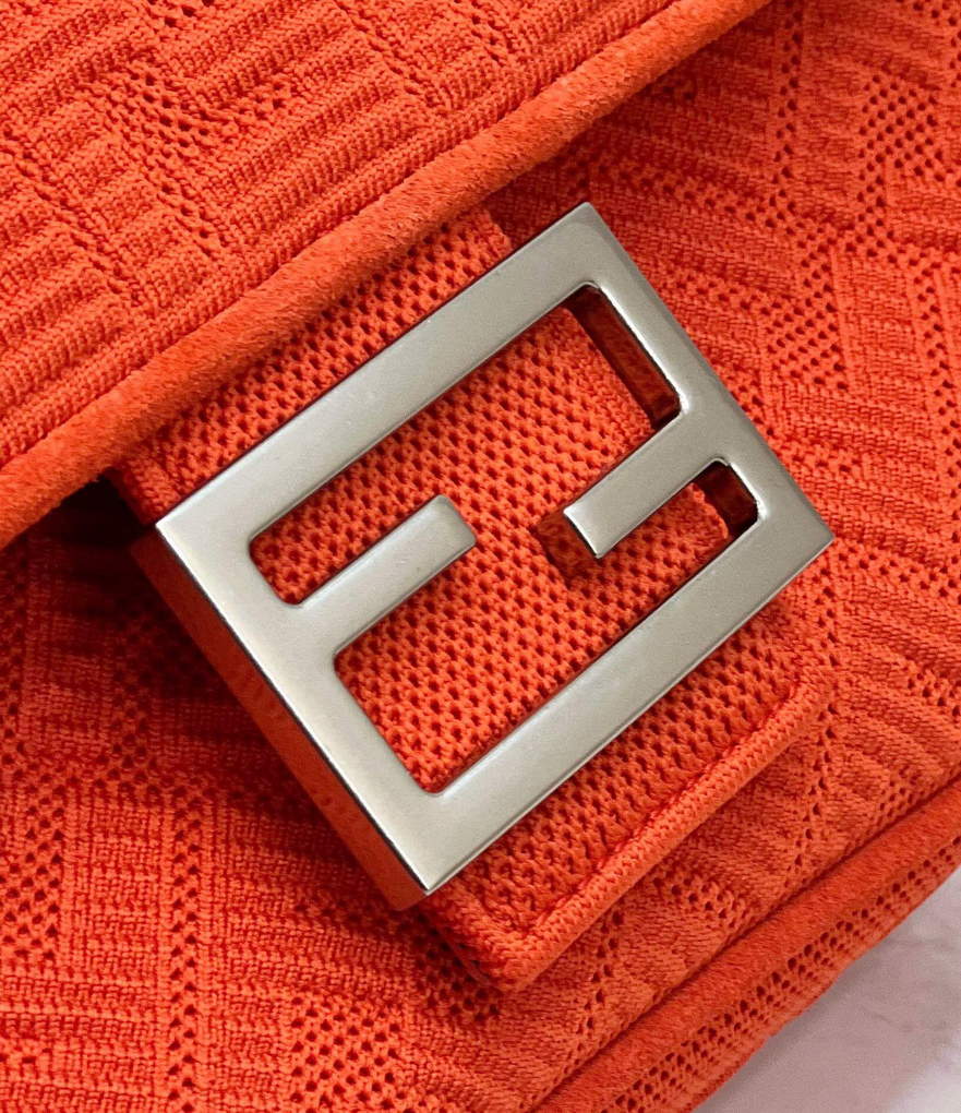 Fendi 8BR793 Midi Baguette Chain FF Fabric Bag Red - Default Title - View 6
