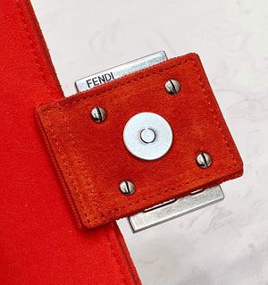 Fendi 8BR793 Midi Baguette Chain FF Fabric Bag Red - Default Title - View 8
