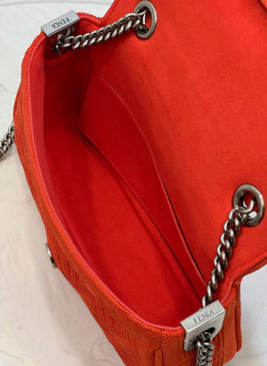 Fendi 8BR793 Midi Baguette Chain FF Fabric Bag Red - Default Title - View 9
