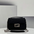Fendi 8BR793 Midi Baguette Chain FF Fabric Bag Black - Default Title - View 1