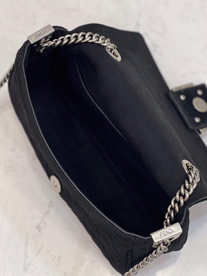Fendi 8BR793 Midi Baguette Chain FF Fabric Bag Black - Default Title - View 9