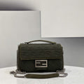 Fendi 8BR793 Midi Baguette Chain FF Fabric Bag Green - Default Title - View 1