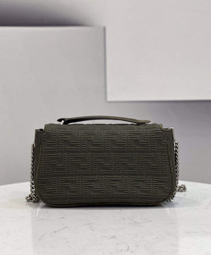 Fendi 8BR793 Midi Baguette Chain FF Fabric Bag Green - Default Title - View 2