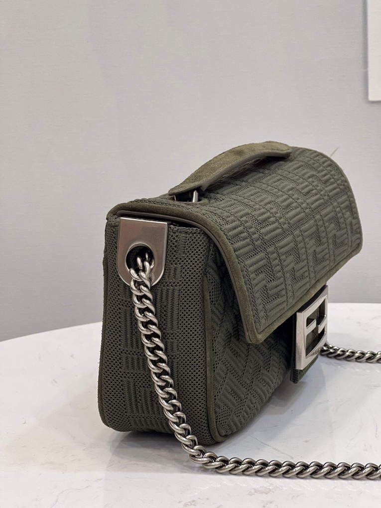 Fendi 8BR793 Midi Baguette Chain FF Fabric Bag Green - Default Title - View 3