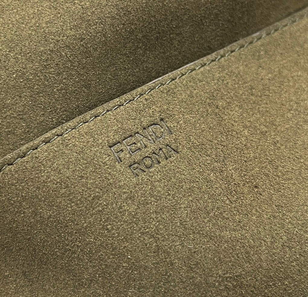 Fendi 8BR793 Midi Baguette Chain FF Fabric Bag Green - Default Title - View 8