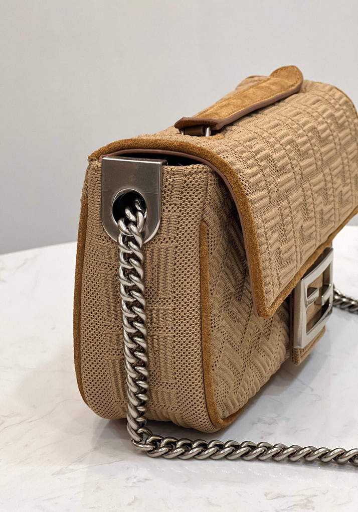 Fendi 8BR793 Midi Baguette Chain FF Fabric Bag Beige - Default Title - View 3