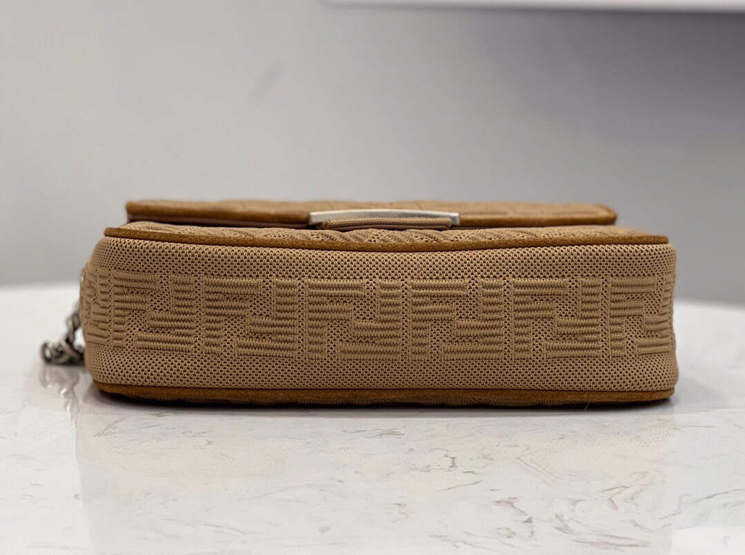 Fendi 8BR793 Midi Baguette Chain FF Fabric Bag Beige - Default Title - View 4