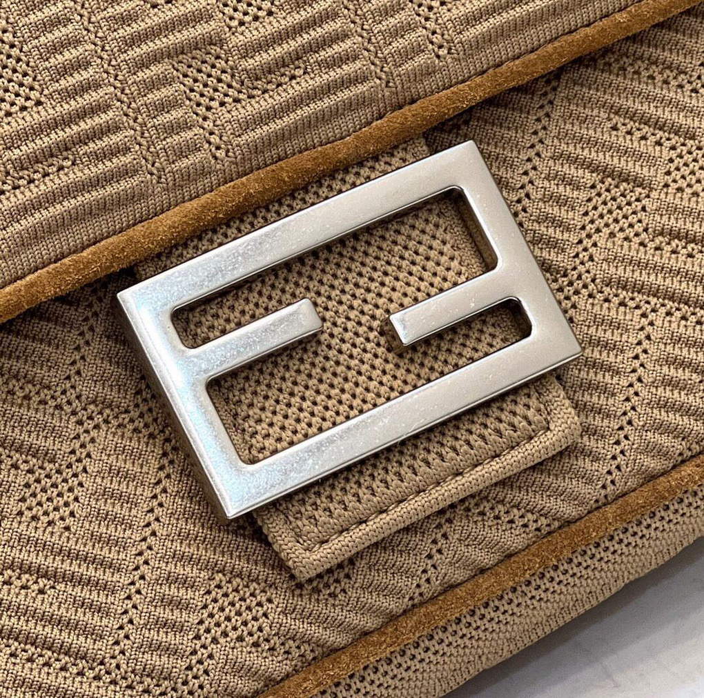 Fendi 8BR793 Midi Baguette Chain FF Fabric Bag Beige - Default Title - View 5