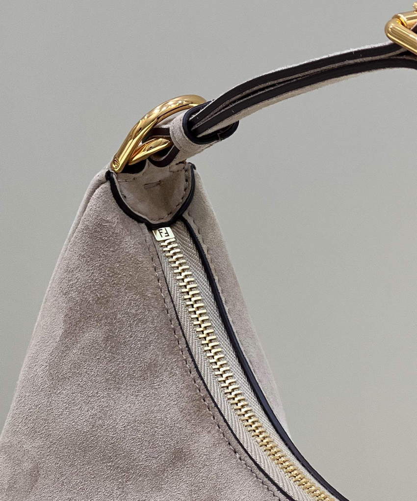 Fendi 8BR798 Fendigraphy Small 80056M Khaki Sheep Gold leather Bag