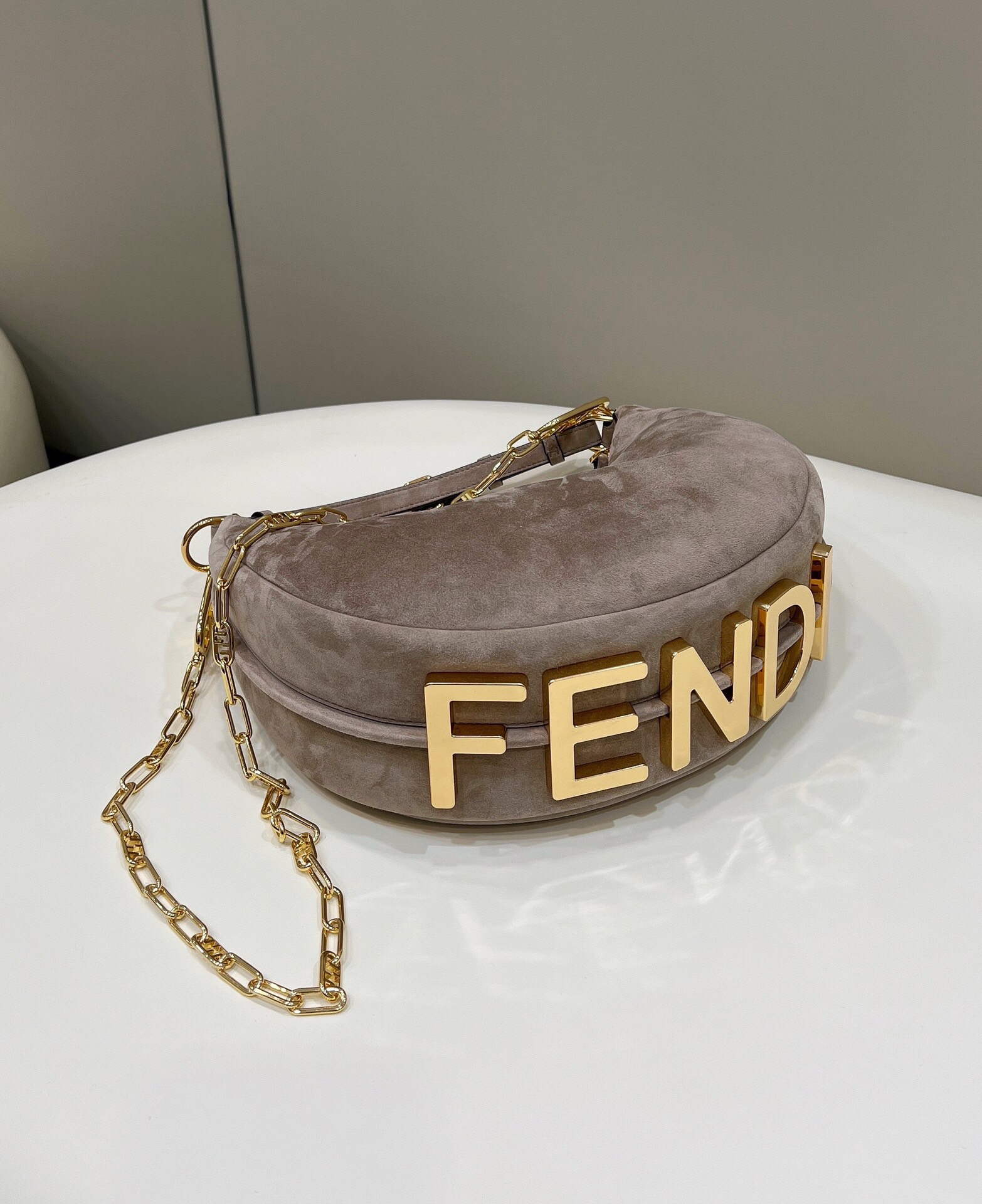 Fendi 8BR798 Fendigraphy Small 80056M Khaki Sheep Gold leather Bag - Default Title - View 9